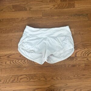 White lululemon speed up shorts